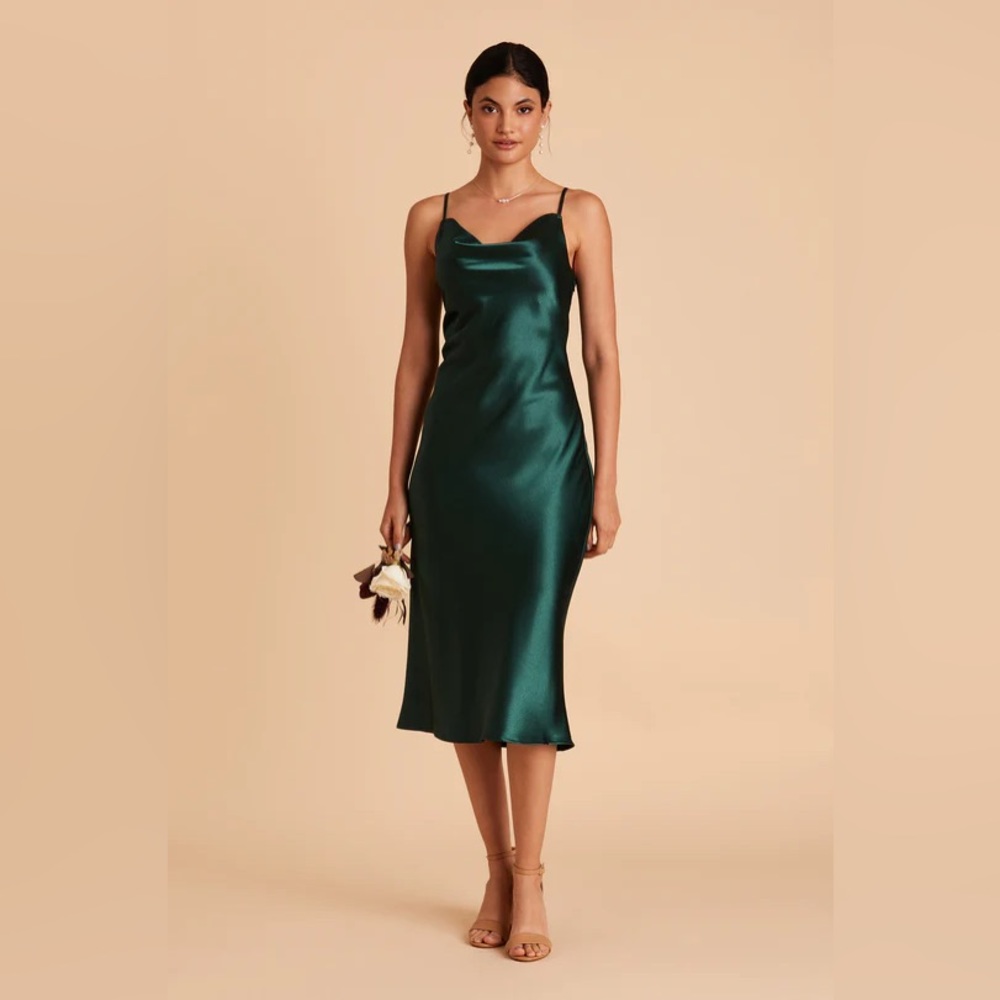 Birdy Grey Lisa Midi Dress - Shiny Satin Emerald